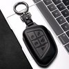Tukellen for Cadillac Leather Key Fob Cover with Keychain Leather Key Case Key Shell 360 Degree Full Protection Compatible with 2020 2021 Cadillac ct5 CT4-V Corvette C8 5-Buttons-Black