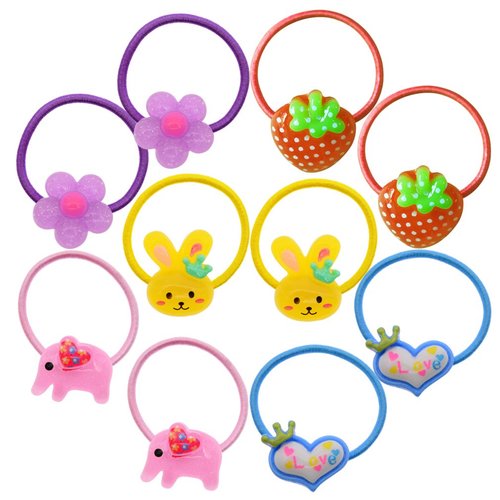 50 Pcs (25 Pairs) Cartoon Elastic Hair Ties Little Girls' Small Ropes Toddlers' Ponytail Holder