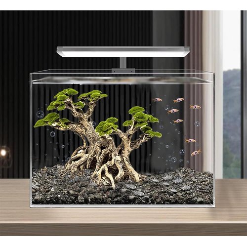 Novelsite Fish Tank Decor- Bonsai Trees with Faux Moss- Aquarium Rocks Aquascaping- Made of Sandstone, Goldfish Betta Fish Tank Decorations Hides Accessories