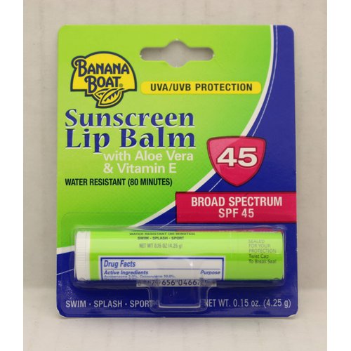 Banana Boat Spf#45 Lip Balm Sunscreen 0.15 Ounce (12 Pieces) Strip (4ml)
