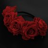 WOVOWOVO Rose Flower Crown Floral Headbands for Women Girls Red Fake Roses Headband for Festival Halloween Cosplay Costume Party Garland Wreath Hair Accessories