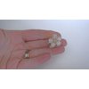 Small mini gold metal and acrylic white flower crystal hair claw clip