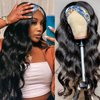 Headband Wig Human Hair Wigs Body Wave Headband Wig Glueless Human Hair Wig for black women human hair glueless, None Lace Front Wigs 180% Density Wear and Go Wig Machine Made Headband Wigs(20in)