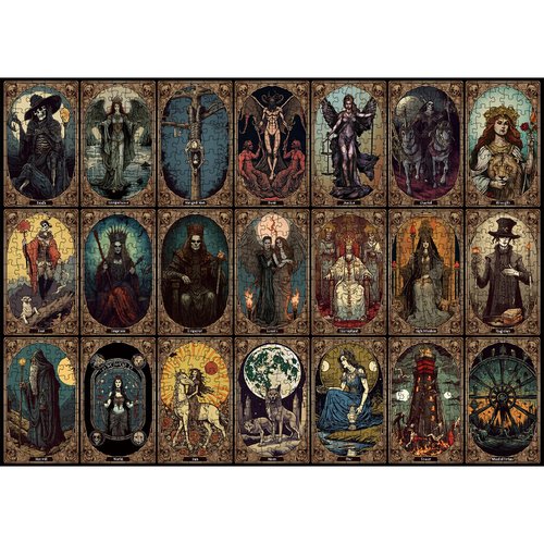 Horror Tarot Cards Puzzles for Adults 1000 Pieces and up, PICKFORU Halloween Puzzle as Horror Present, Scary Skull Puzzle as Home Decor