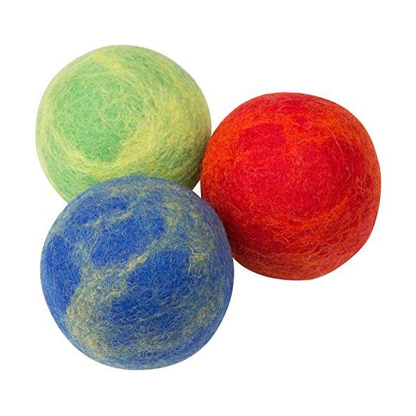 Pet Pizazz 3-Pack 100% Wool Dog Balls - All-Natural Balls for Dog - Indoor or Outdoor Dog Toy Balls - Helps Clean Teeth - Dog Fetch Ball