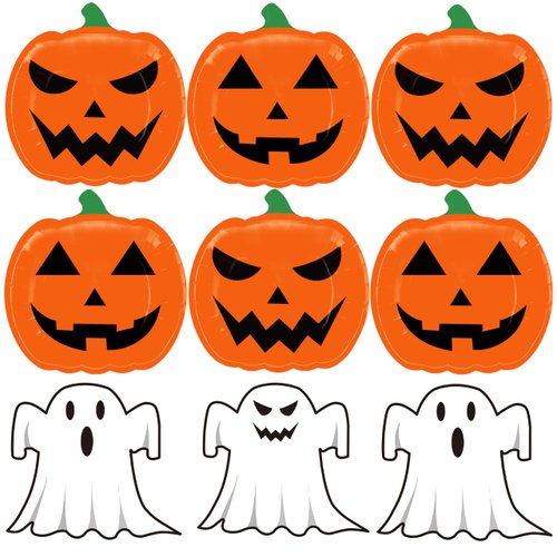 100 Pcs Halloween Paper Plates and Napkins Halloween Theme Tableware Party Supplies for Spooky Themed Party Birthday, Serves 50 Guests