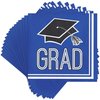 Creative Converting Graduation School Spirit Blue Beverage Napkins, 5"