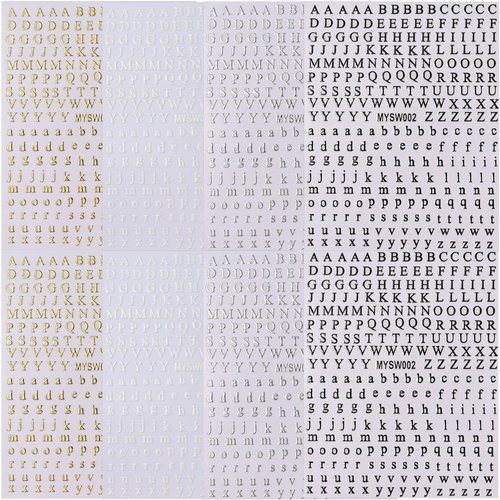 8 Sheets Letter Nail Stickers 3D Self-Adhesive English Alphabet Nail Art Stickers Black White Gold Silver Nail Decals Big Small Letter Stickers Nail Charms for Women Girls DIY Acrylic Nail Decorations
