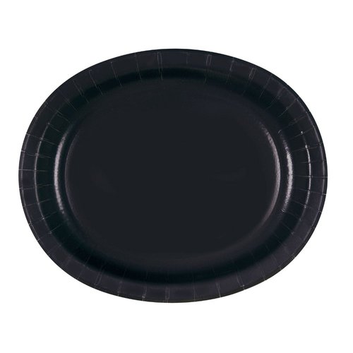 Black Solid Oval Plates - (Pack of 8) - Uniquely Elegant & Durable Tableware - Perfect for Holidays, Events, and Celebrations