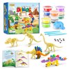Drama Planet Dinosaur Air Dry Clay Kit – Create 5 Dinosaur Models with 12 Colors of Modeling Clay, Instruction Guide – Fun & Educational Craft Set for Kids