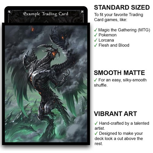 Fantasy North - Phorgoros - Plutonium Dragon - 100 Smooth Matte TCG Trading Card Sleeves - Fits Magic MTG Commander Pokemon and Other Card Games - Playing Card Sleeves