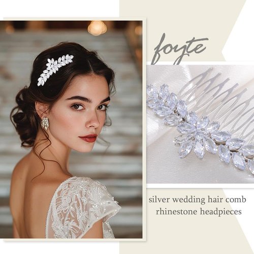 Foyte Bridal Hair Comb Crystal Wedding Hair Combs Silver Rhinestone Hair Accessories Bridesmaid Headpiece for Women and Brides (crystal 1)