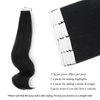 ABH AmazingBeauty Tape in Hair Extensions Semi-Permanent Pre-taped Tape Extensions Real Remy Human Hair Skin Weft, Invisible, Seamless and Reusable, 50g 20pcs, Jet Black Color 1, 18 Inch