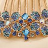Aimimier Double Flower Crystal French Hair Comb Shinny Rhinestone Gem Side Combs Long Teeth Hair Clips Bridal Hair Accessories for Women Girls(Blue)