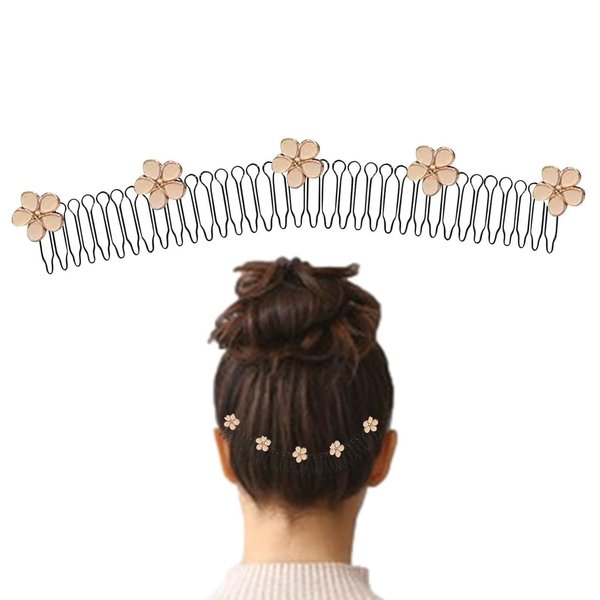 U Shape Hair Finishing Fixer Comb, Stretchable Invisible Flower Hair Clip, Flower Comb for Short Hair Styling Tools Hair, U Pin Hair Clips Hair band Accessories