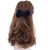 Hair Bow Velvet With Design 4.75 Inch for Girls - Navy