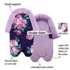 Baby Car Seat Head Support for Girls, Infant Carseat Insert Super Soft Minky Newborn Headrest Seatbelt Covers for Car Seat, Stroller, Bouncer, Purple Flower