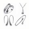 4PCS 925 Sterling Silver Jewelry Set for Women Teardrop Pendant Necklace Earrings Bracelet Ring Fit with Party Meeting Dating Wedding Daily Birthday Gift