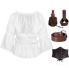 Xtinmee 5 Pcs Womens Pirate Costume Cosplay Renaissance Blouse Medieval Outfit Corset Belt Viking Accessories(Brown, Small)