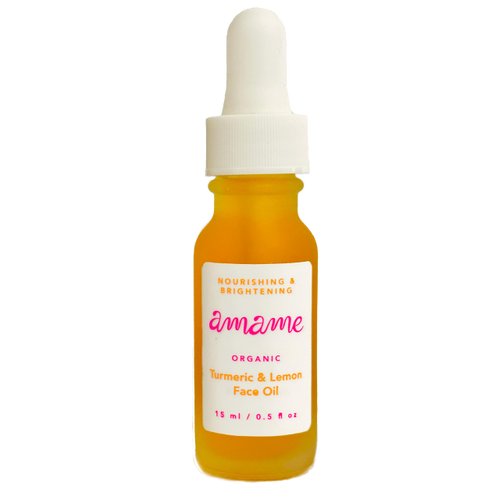 Amame USDA Organic Certified Turmeric + Lemon Face Oil | Glowing + Nourishing Facial Oil for Women + Men with Organic Rosehip Oil + Jojoba Oil | 0.5oz