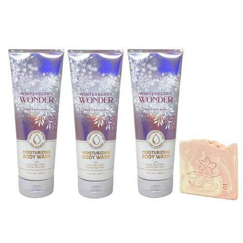 Bath & Body Works Winterberry Wonder 3 Pack Moisturizing Body Wash Bundle with a Himalayan Salts Springs Sample Soap