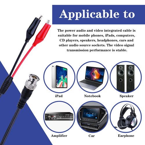 Pack of 2 BNC Q9 to Double Alligator Clip Test Cable Probe Leads Oscilloscope Test