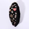 mokkia Football Headband for Women Football Mom Accessories Crystal Rhinestone Jeweled Wide Top Knot Headband Game Day Sports Hair Accessories Gift (Black)