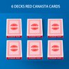 GSE Games & Sports Expert 6-Deck Canasta Cards with Point Values, Includes Canasta and Hand & Foot Game Rules, Traditional Rummy Game Playing Cards (Red)