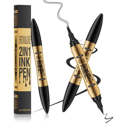 1 Pcs Microblading Eyebrow Pencil 2-in-1 Dual-ended Eyebrow Pen 3-Prong Micro-Fork Tip Applicator & Precision Brush Tip Brow Pencil Waterproof Stay on All-day Makeup for Natural Eyebrow, Black
