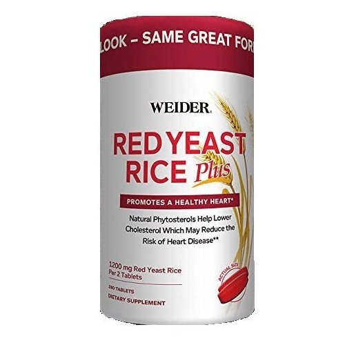 Weider Red Yeast Rice Plus with Phytosterols 1200 mg per 2 Tablets - 240 Tablets