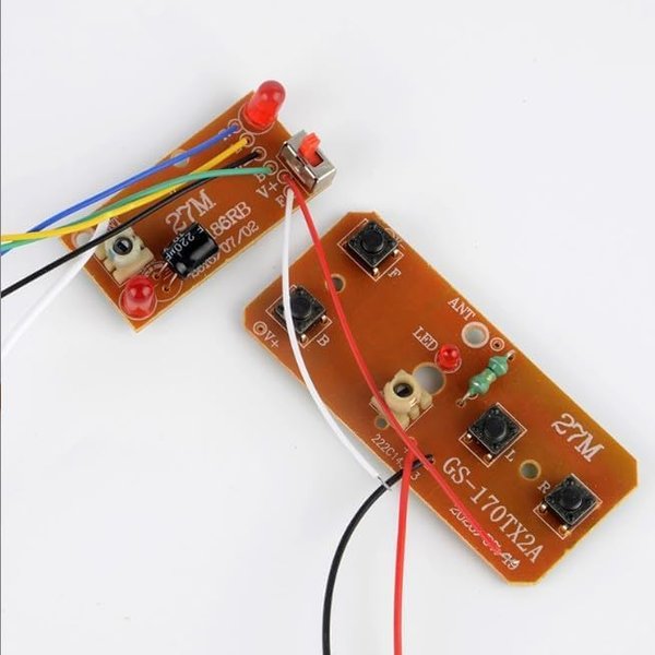 2Pcs 27mhz Four-Way Remote Control Board Two-Way RC Transmitter and Receiver Toy Car Robot Model Accessories for DIY Toys Projects (Four-Way Remote Control Remote and App Controlled Vehicles, Cars