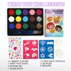 Bowitzki Face Paint Kit with 13 Colors, 12 Stencils, 2 Glitters, 2 Sponges, 2 Brushes, 1 Sheet Gems, Water Based Face Painting Kit for Kids, Safe Professional Halloween Party Makeup Set