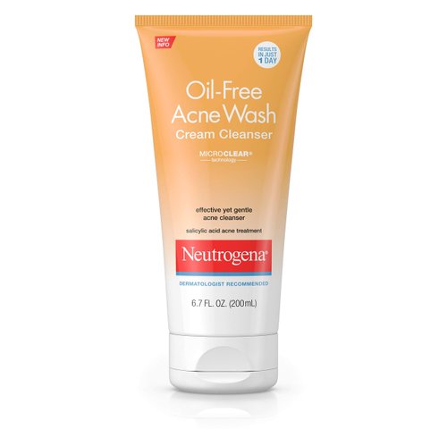 Neutrogena Oil-Free Acne Face Wash Cream Cleanser with Salicylic Acid, Non-Comedogenic Acne-Prone Skin Cleanser, 6.7 fl. oz