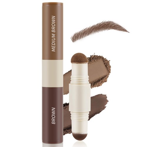 Boobeen Dual-Color Eyebrow Powder, One Step Eyebrow Stamp-Brow Powder & Hairline Powder, All-day Wear Effortlessly, Waterproof & Smudge-proof