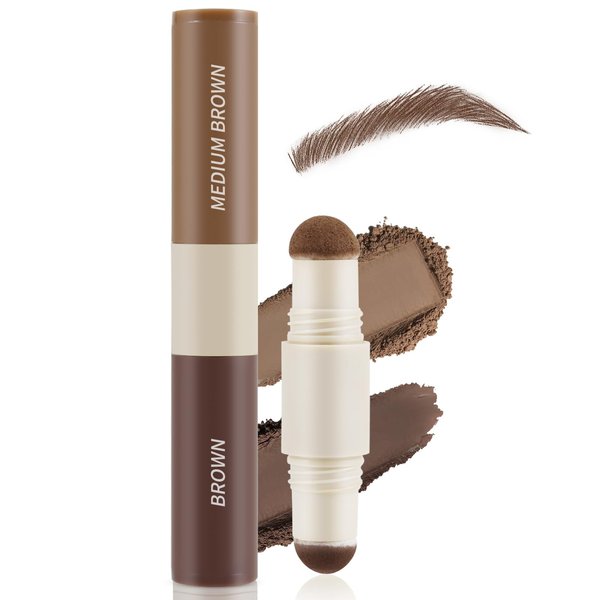 Boobeen Dual-Color Eyebrow Powder, One Step Eyebrow Stamp-Brow Powder & Hairline Powder, All-day Wear Effortlessly, Waterproof & Smudge-proof