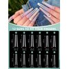 480PCS XL Long Clear Nail Tips, 240PCS Coffin Nails Tips with 240PCS NO C Curve Square Nail Tips for Acrylic Nails Professional, Half Cover Straight Ballerina Nail Extension Tips for Nail Salons Home