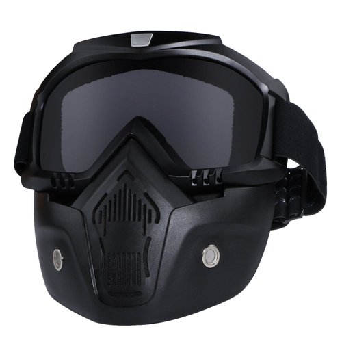 GGBuy Motorcycle Helmet Riding Goggles Glasses With Removable Face Mask,Detachable Fog-proof Warm Goggles Mouth Filter Adjustable Non-slip Strap Vintage Bullet Fight Motocross (black)