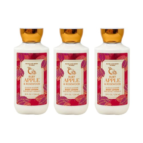 Bath & Body Works Ruby Apple & Rosewood 3 Piece 24 Hour Moisture Body Lotion Set