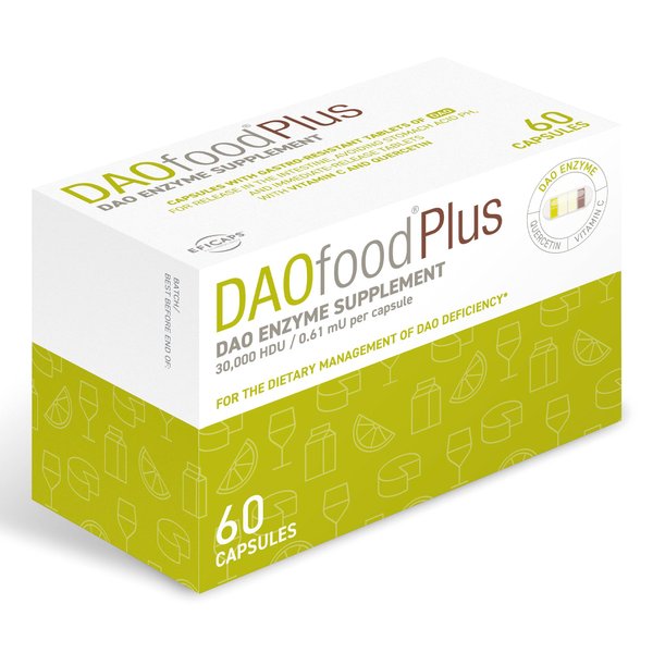 DR Healthcare DAOfood Plus - Dietary Management of DAO Deficiency - 60 EFICAPS Capsules with Gastro-Resistant Tablets - DAO Enzyme, Quercetin and Vitamin C