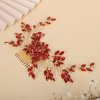 Rumtock Red Rhinestones Beads Hair Comb for Women Wedding Bridal Handmade Pearl Headpiece Special Occasion