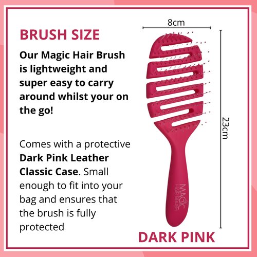 Magic Hair Brush Best Hair Detangler with Storage Wallet Soft Bristles Flexible Vented Head Glide Easily Through Tangles and Knots (Pink Classic - EXP 248)