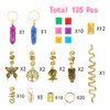 125 Pcs Dreadlocks Loc Hair Jewelry for Women Braids Hair, Crystal Gemstone Pendant Hair Accessories, Gold and Colorful Hair Rings for Braids, Cute Hair Pendants Butterfly Rose Shell and Snake