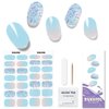 DUKASOU Semi Cured Gel Nail Strips, 28 pcs Gel Nail Strips Work with Any UV Lamp, Long Lasting Gel Nail Stickers Full Nail Wraps, Salon Quality, Easy to Apply（Summer Blue)