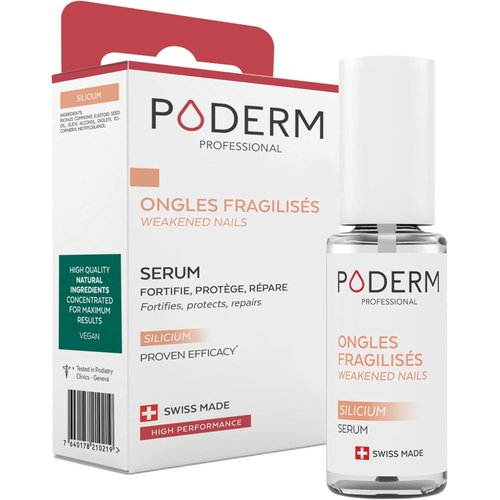 PODERM – NAIL STRENGTHENER FOR DAMAGED NAILS – 100% Natural Ingredients – VEGAN - Professional Nail Care : Fortifies, Protects, and Repairs Weak Nails - Nail Strengthener and Protector – Swiss Made