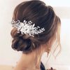 Olbye Wedding Hair Comb Rhinestone Silver Bridal Hair Pieces Flower Crystal Prom Headpiece Pearls Bride Hair Clips Bridesmaids Decorative Hair Side Combs Wedding Hair Accessories for Brides (Silver C)