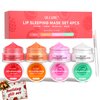 Lip Sleeping Mask Set 4 Piece, Overnight Lip Mask with Vitamin C, Hyaluronic Acid for Nourishing and Hydrating, Lip Balm for Flaky, Dry Lips, Moisturizing Sleeping Lip Butter, Gift Set for Women