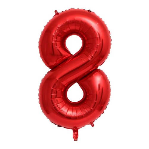 40 Inch Red Number 8 Balloons With Mini Mouse Head Balloon, 8th Birthday Decoration Balloons, Cartoon Mouse Birthday Party Supplies, Red Black Theme Party Decorations. (Red 8)