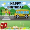 LLMSIX Wheels on The Bus Birthday Decorations School Bus Birthday Party Decorations Yellow School Bus Birthday Party Decoration Backdrop Banner for Boys Girls Birthday Favor Car Bus Train Theme Party