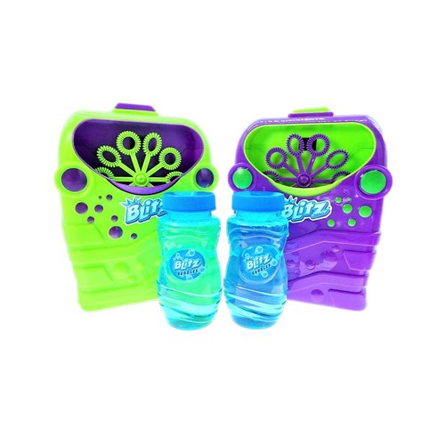 JA-RU Blitz Bubble Machine for Kids w/Bubble Soap Solution (1 Toy) Battery Powered Automatic Bubble Blower. Rotating Blowing Wands. Fun Outdoor Games. Pool Birthday Party. 1531-1s