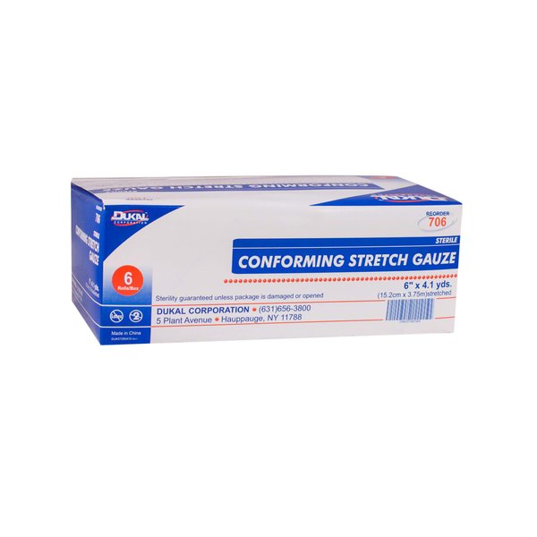 Dukal 80849 Conforming Stretch Gauze Bandage, Sterile, 6" x 4.1 yard., 6 Roll